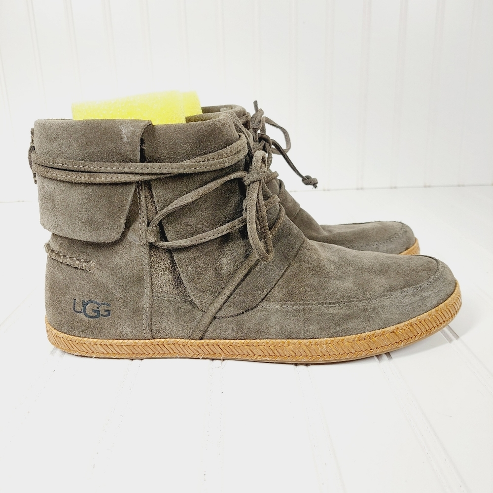 UGG Australia Reid Suede Leather Brown Winter Flat Moccasin Ankle Boots A984 - Picture 5 of 11